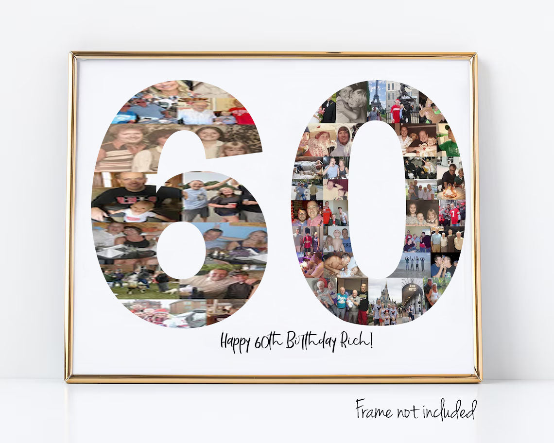 60th Birthday Photo Collage Custom Birthday Gift